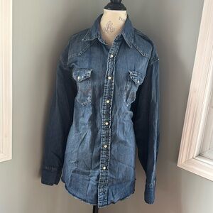 Wrangler denim western pearl snap shirt EuC size XXL (men’s)